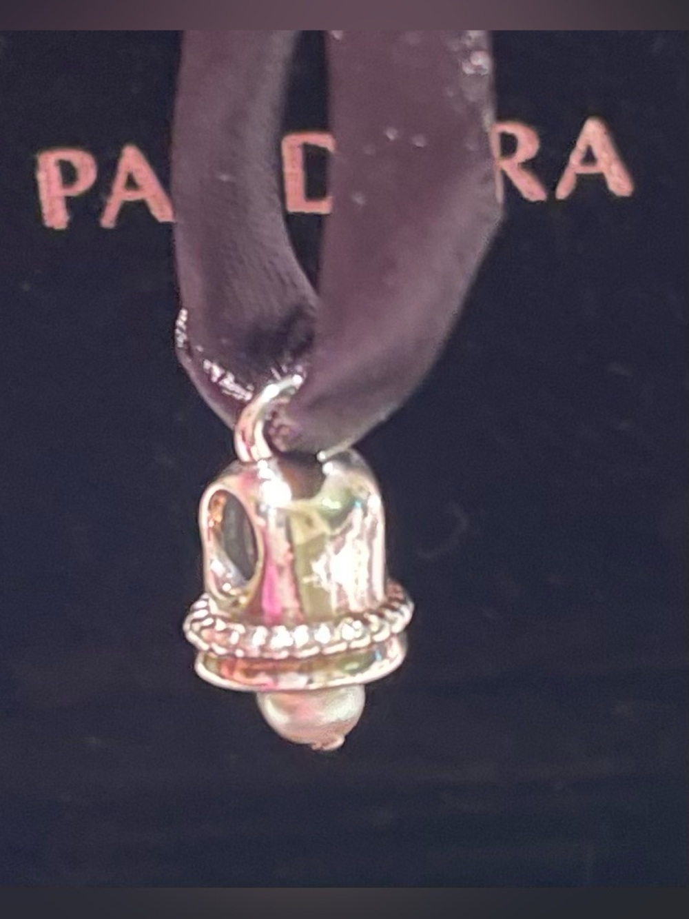 Authentic Pandora Retired Wedding Bell Pearl Dangle Charm 790517P